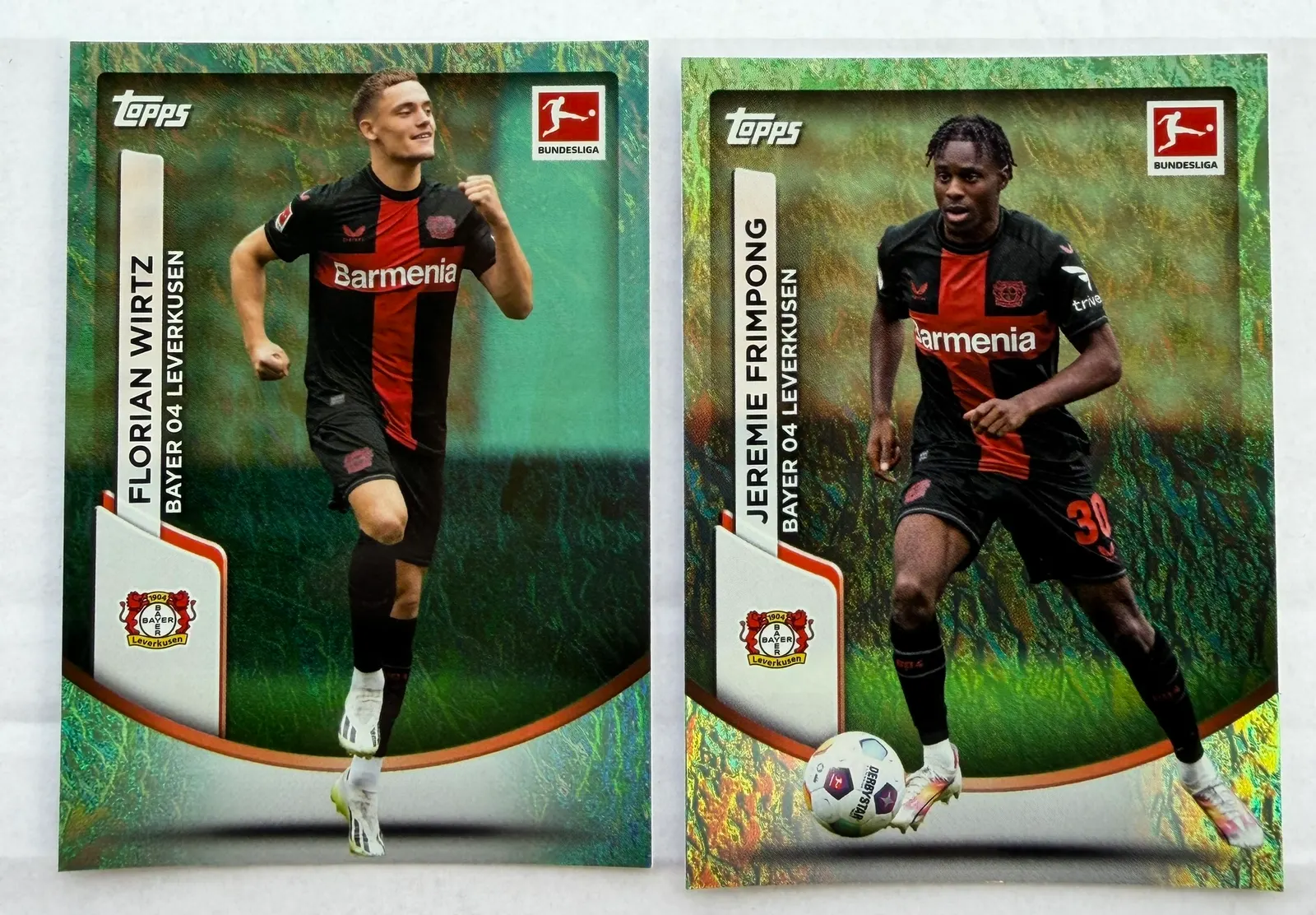 Bayer Leverkusen, Topps Bundesliga Jade Edition 2023/24 — część zestawu kart bazowych