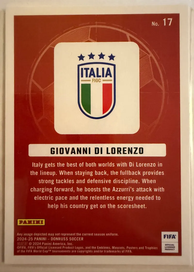 Giovanni Di Lorenzo, Panini Donruss 2024/25 Craftsmen nr 17 — rewers z herbem Włoch