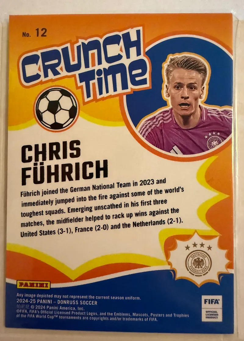 Chris Führich, Panini Donruss 2024/25 Crunch Time nr 12 — rewers z herbem Niemiec