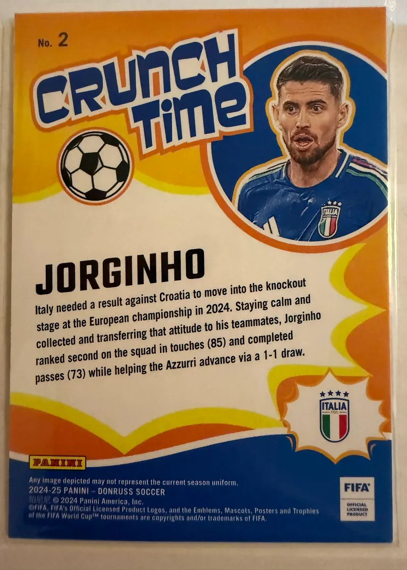 Jorginho, Panini Donruss 2024/25 Crunch Time nr 2 — rewers z herbem Włoch