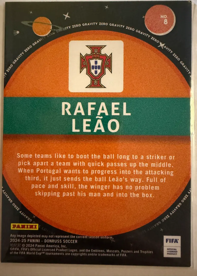 Rafael Leão, Panini Donruss 2024/25 Zero Gravity nr 8 — rewers z herbem Portugalii
