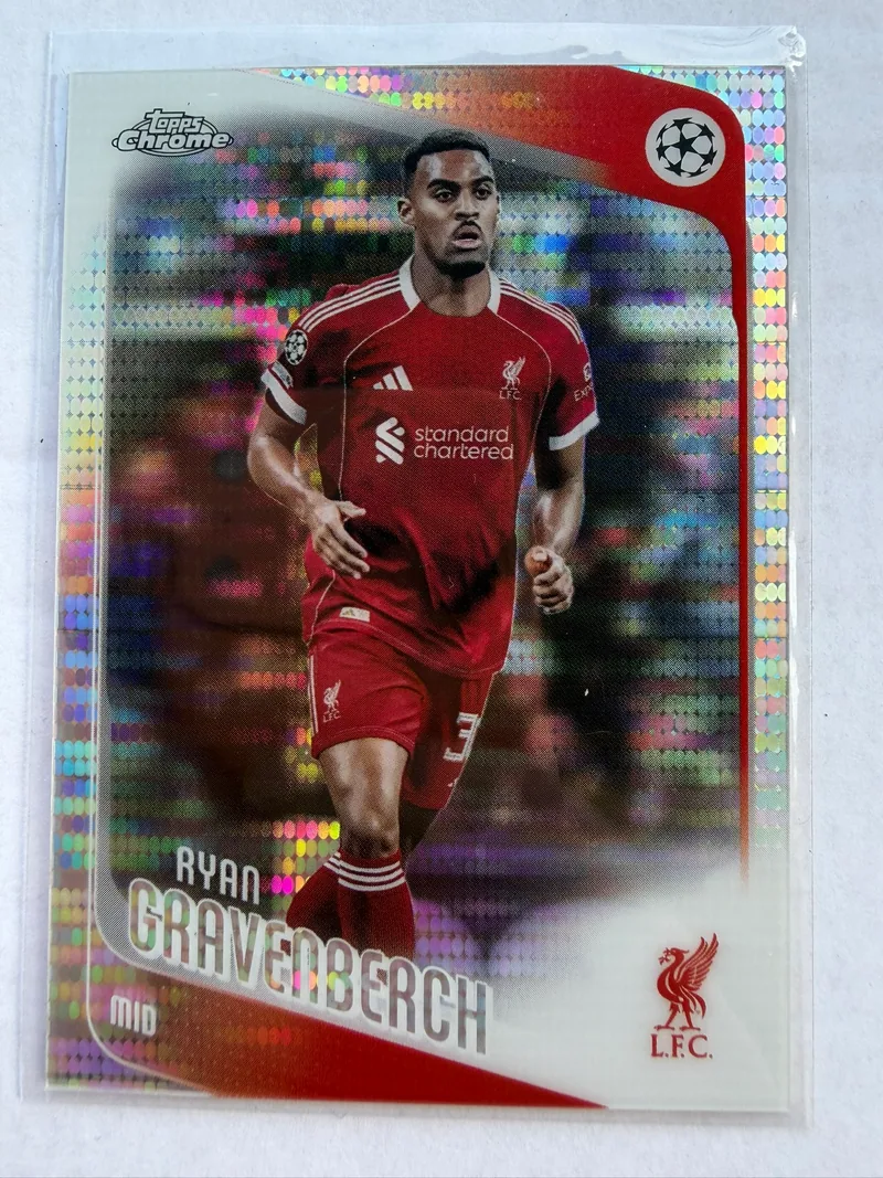 Ryan Gravenberch — Topps Chrome UEFA Club Competitions 2025/26 Pulsar Refractor, karta 193, przód