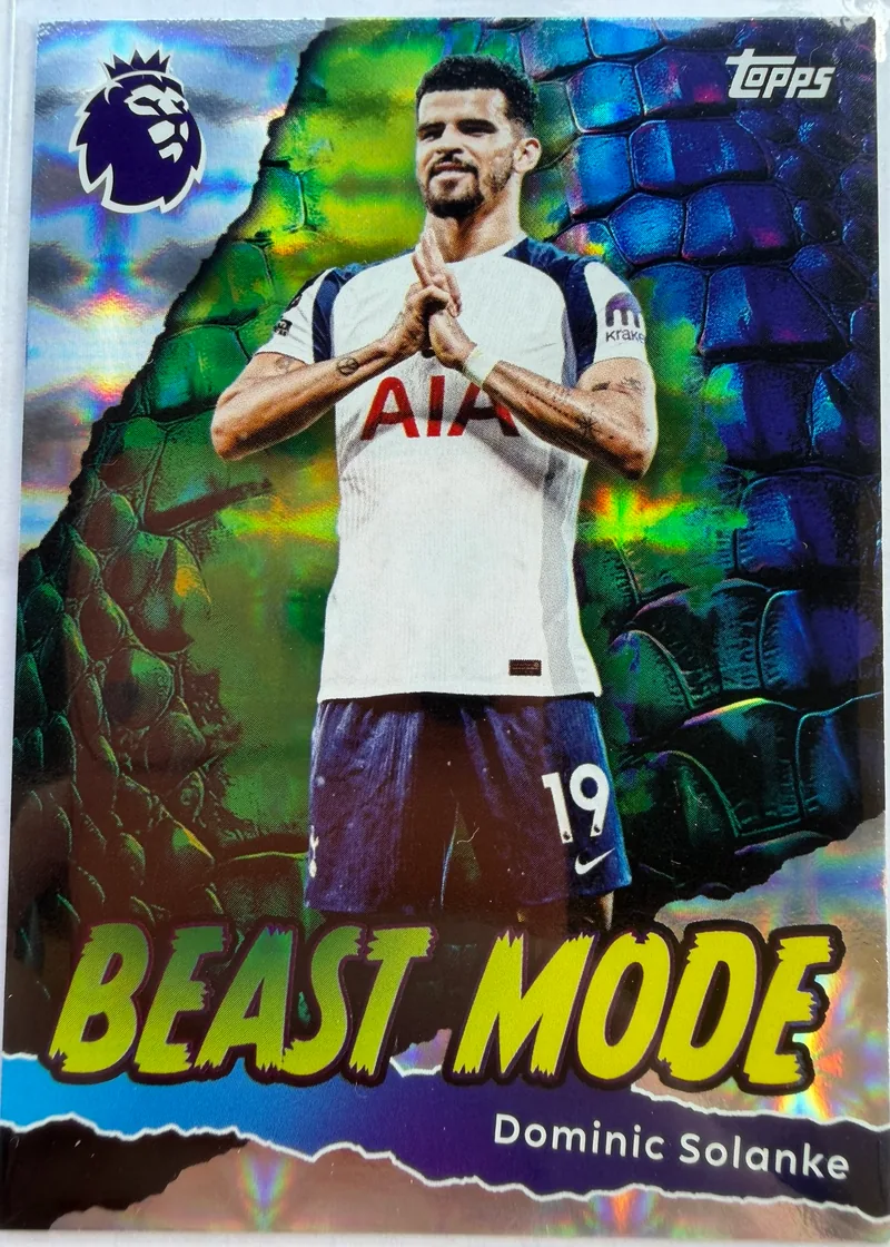 Dominic Solanke, Topps Premier League Debut Edition 2025/26 Beast Mode nr 436 — foliowy awers w barwach Tottenhamu