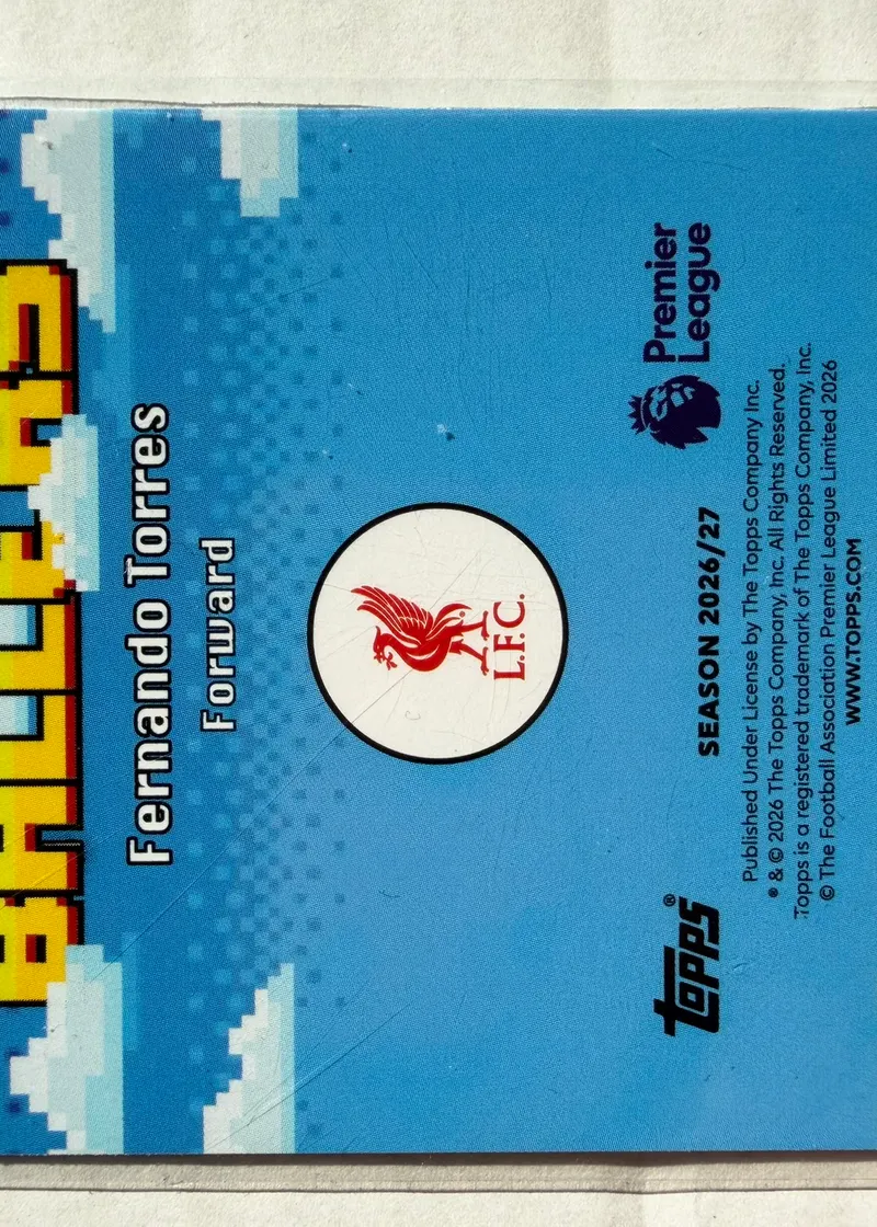 Fernando Torres, Topps Premier League 2026/27 8B 13 — rewers z pikselowym logo 8-Bit Ballers i herbem Liverpoolu