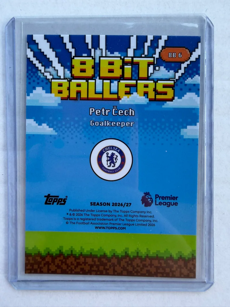 Petr Čech — Topps Premier League 2026/27 8-Bit Ballers, karta 8B 6, tył