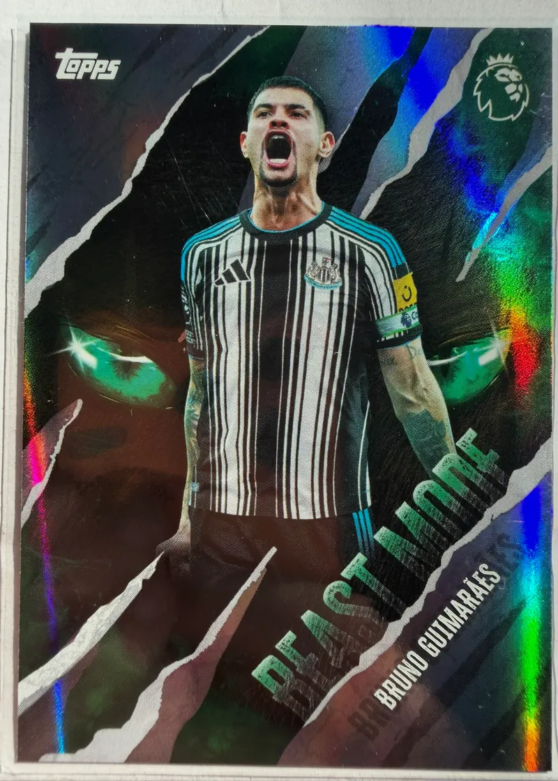 Bruno Guimarães, Topps Premier League 2026/27 Beast Mode BM 20 — zielony foliowy awers w barwach Newcastle United