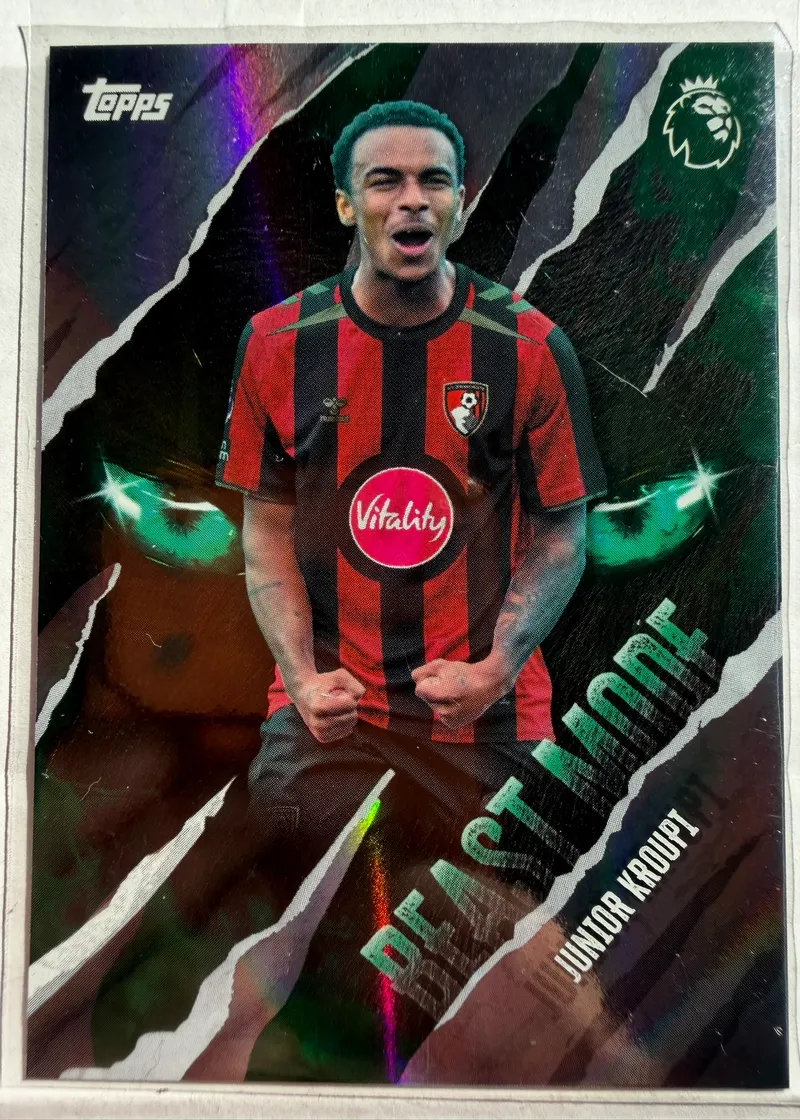 Junior Kroupi, Topps Premier League 2026/27 Beast Mode BM 5 — zielony foliowy awers w barwach Bournemouth