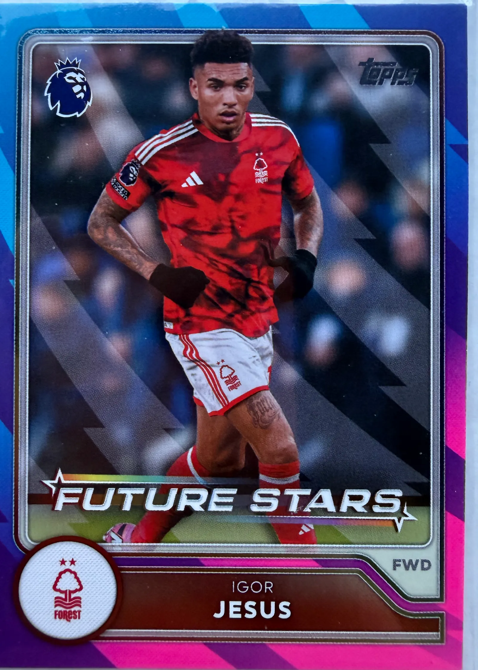 Igor Jesus, Topps Premier League 2026/27 Future Stars nr 19 w wariancie PL Parallel — awers w barwach Nottingham Forest